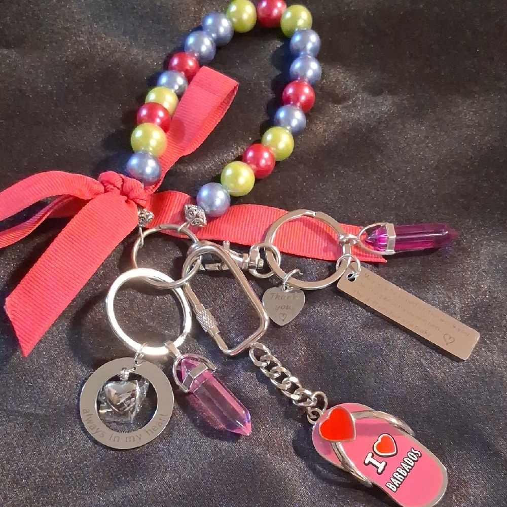 Colorful Beaded Key & Card Holder